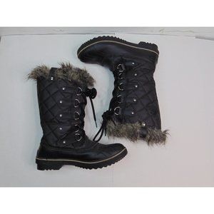 Sorel Leather Faux Fur Waterproof Boots Womens US 8 Black Tofino LL 1846-011